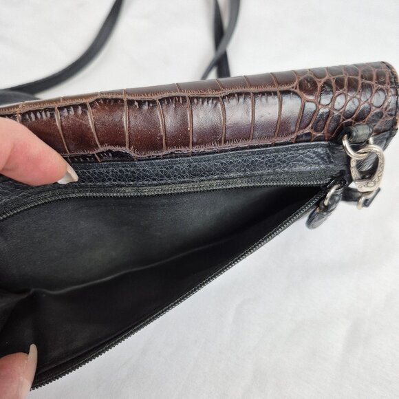 Brighton Bella Luna Crossbody Clutch Wallet Two Tone Black & Brown - Picture 12 of 16